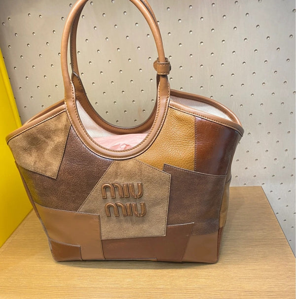 BORSA HOBO 28 IN PELLE COGNAC PATCHWORK