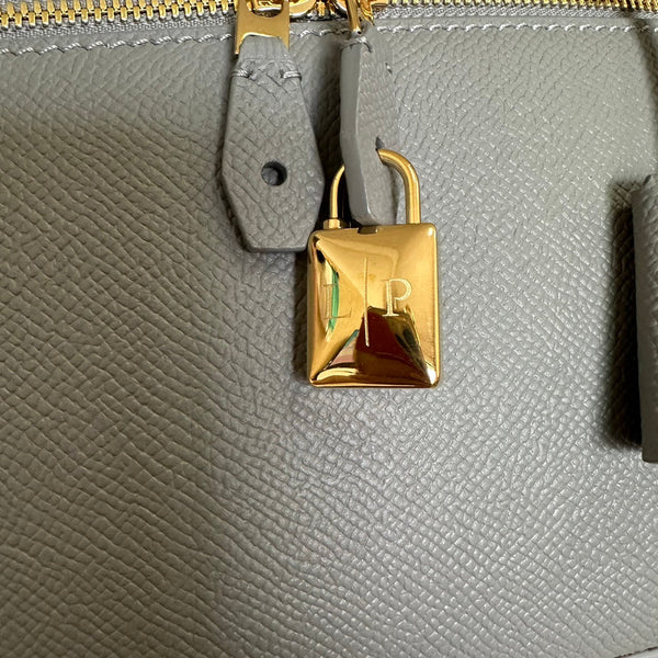 BORSA EXTRA L27 IN PELLE DI VITELLO LISCIA GRIGIO FRESCO CON FERRAMENTA ORO