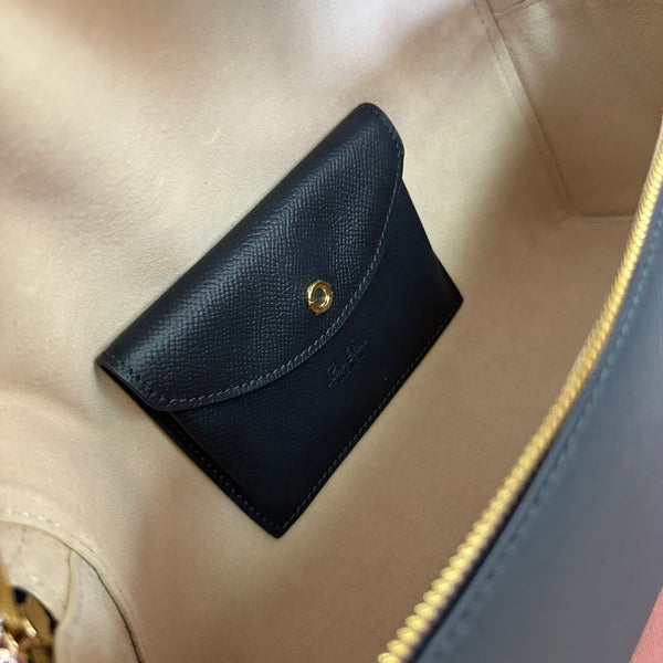 BORSA EXTRA L27 IN PELLE DI VITELLO MARTELLATA NERA CON FERRAMENTA ORO