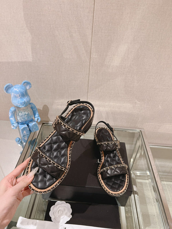 sandalo slingback 50 in pelle di agnello trapuntata nera