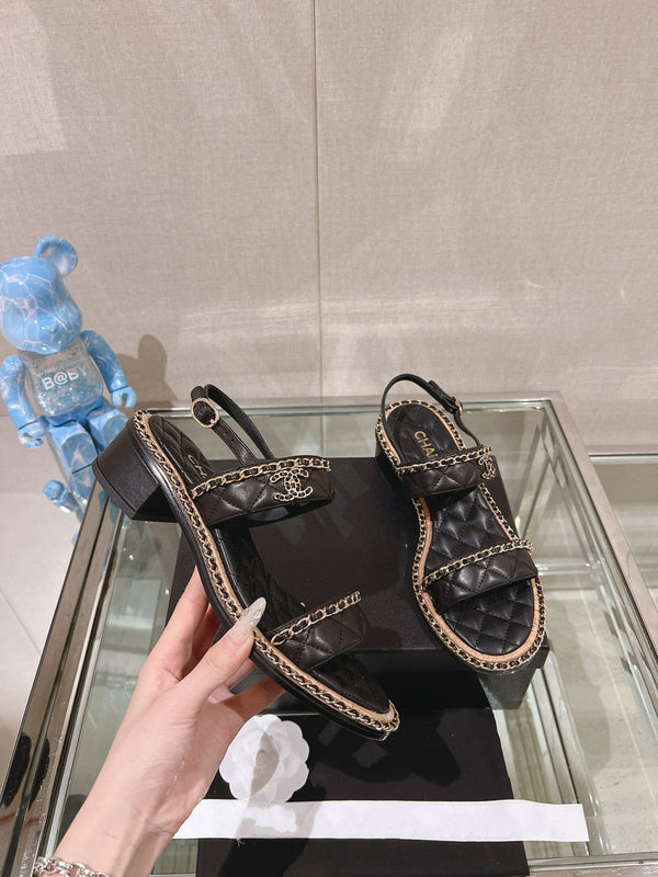 sandalo slingback 50 in pelle di agnello trapuntata nera