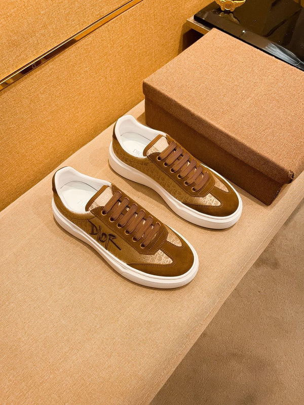 CD HOMME THICK-SOLE SNEAKERS BROWN JACQUARD