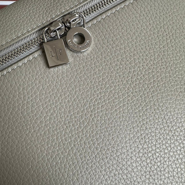 EXTRA POCKET BACKPACK L23.5 IN PEARL GRAY CALFSKIN WITH SILVER HARDWARE