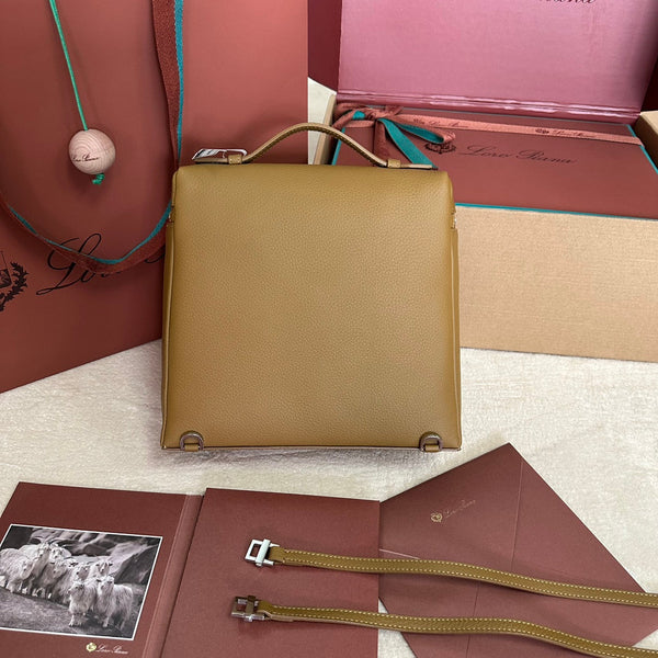 EXTRA POCKET BACKPACK L23.5 IN CHOCOLATE BROWN CALFSKIN WITH SILVER HARDWARE