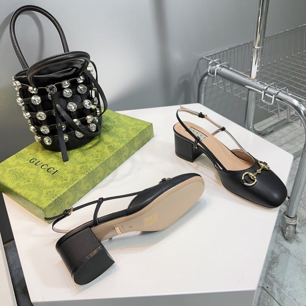 horsebit slingbacks pump 55mm black calfskin