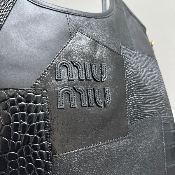 BORSA HOBO 40 IN PELLE DI VITELLO NERA PATCHWORK