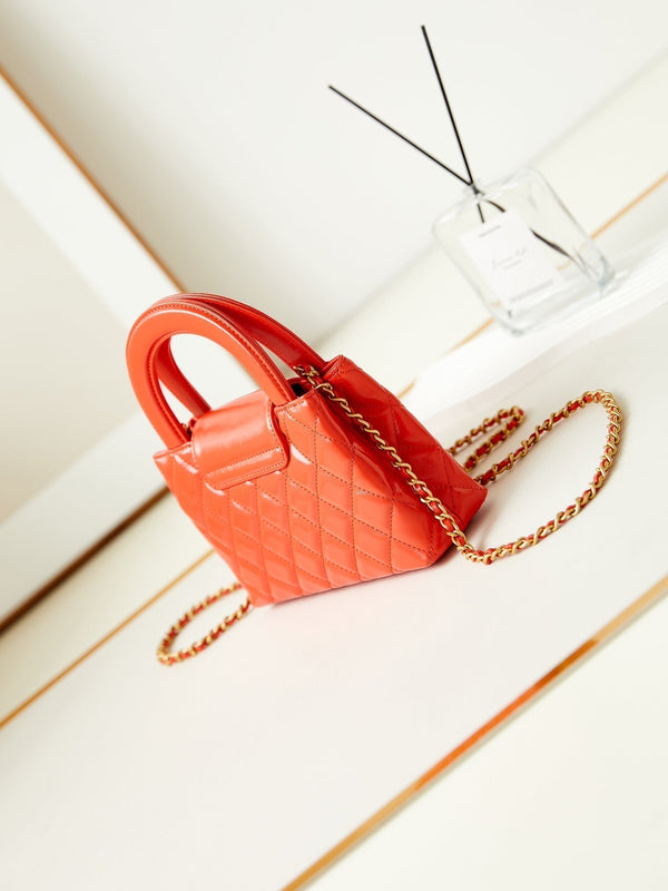 cc 24a nano 19cm kelly shopper bag hot orange lambskin