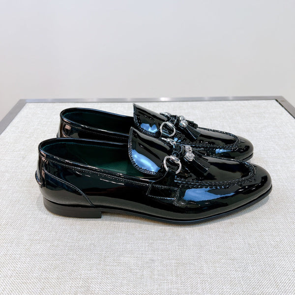 GG Men's Tassel Loafer Black Patent Leather 361345