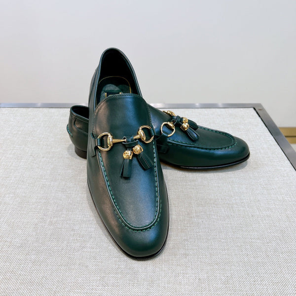 GG Men's Tassel Loafer Green Calfskin 361358
