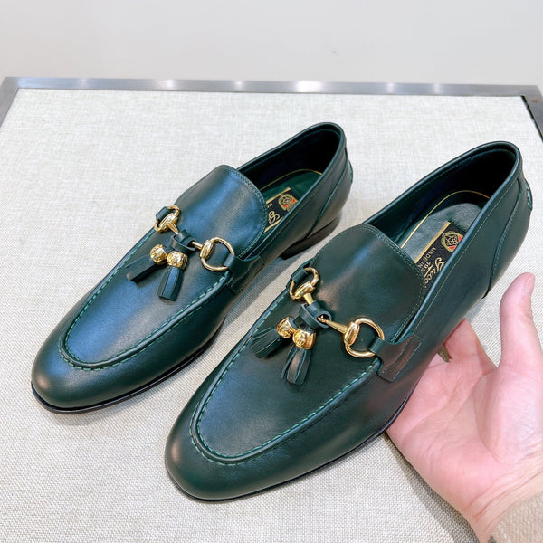 GG Men's Tassel Loafer Green Calfskin 361358