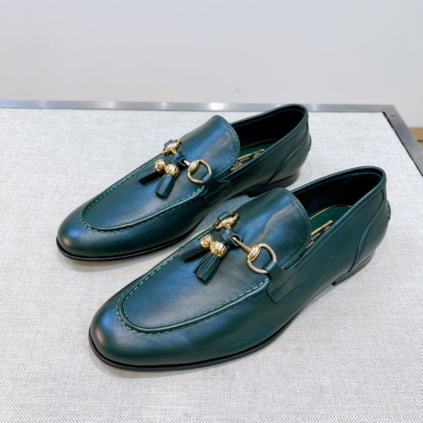 GG Men's Tassel Loafer Green Calfskin 361358