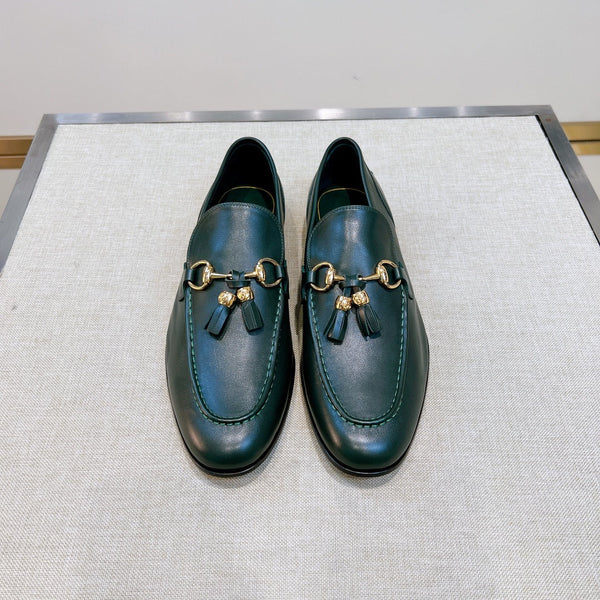 GG Men's Tassel Loafer Green Calfskin 361358