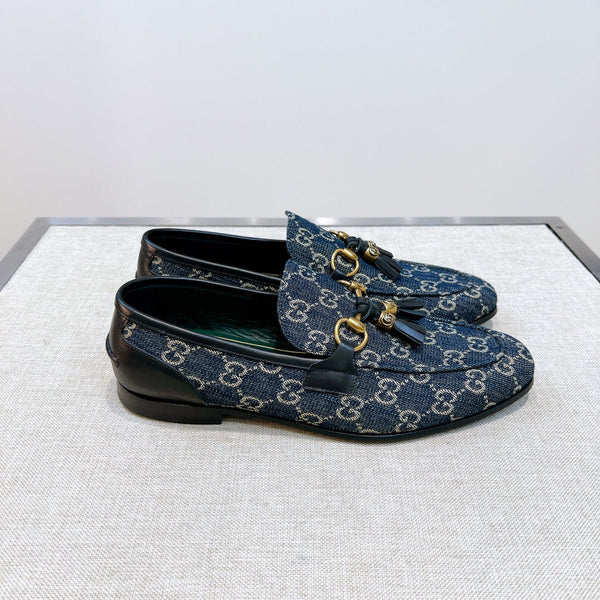 GG Men's Tassel Loafer Blue Canvas Calfskin 361363