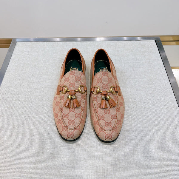 GG Men's Tassel Loafer Pink Canvas Calfskin 361365