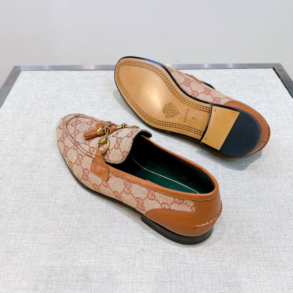 GG Men's Tassel Loafer Pink Canvas Calfskin 361365