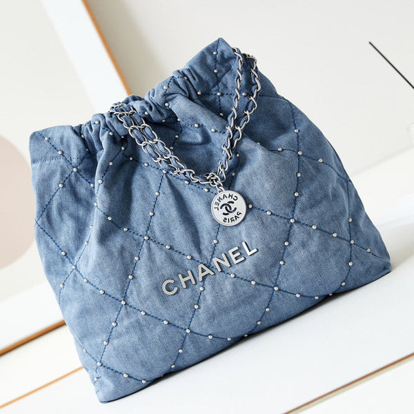 cc 22 hobo blu denim consumato hardware argento
