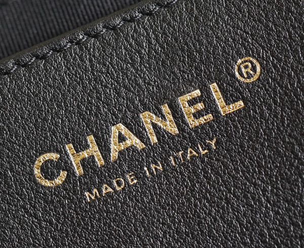 cc 24p hobo bag 28cm black lambskin gold hardware