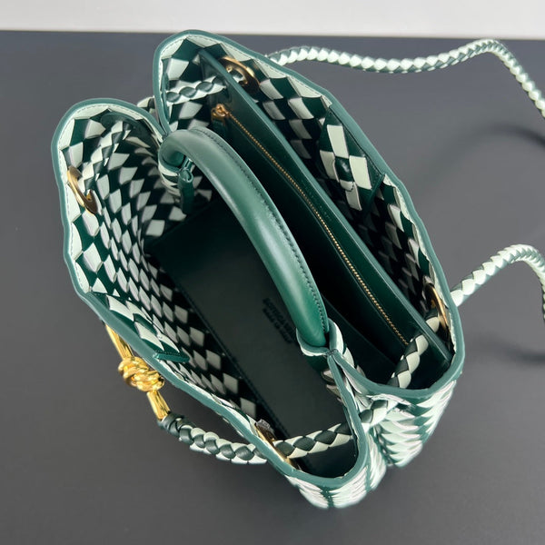 bv small andiamo 25 bianco verde scuro pelle di agnello