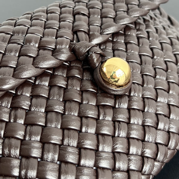 BORSA MINI COBBLE 20 IN PELLE DI AGNELLO MARRONE SCURO