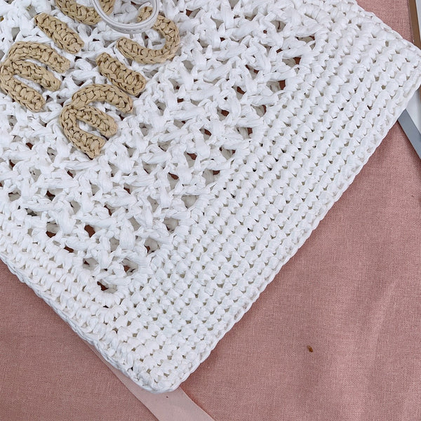 miu bucket bag 20cm white woven fabric