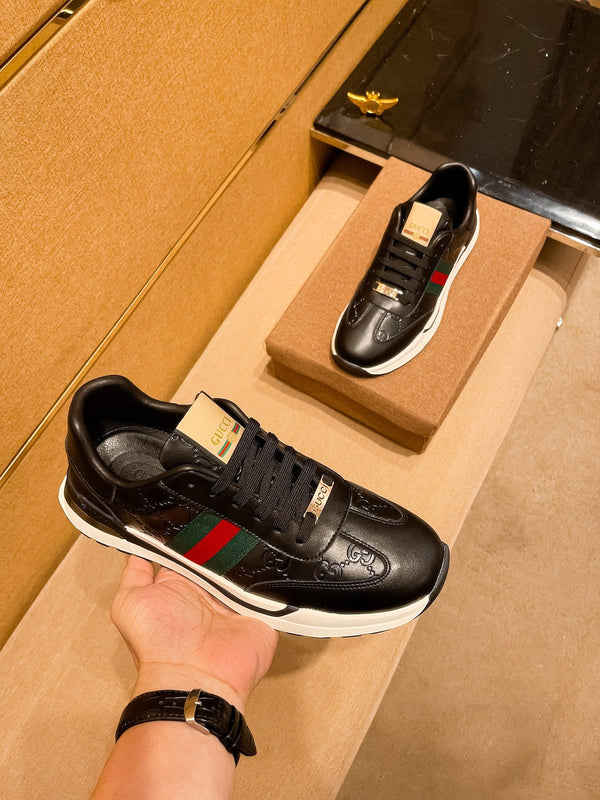 GG Men's ACE Sneaker Black Cowhide 108038