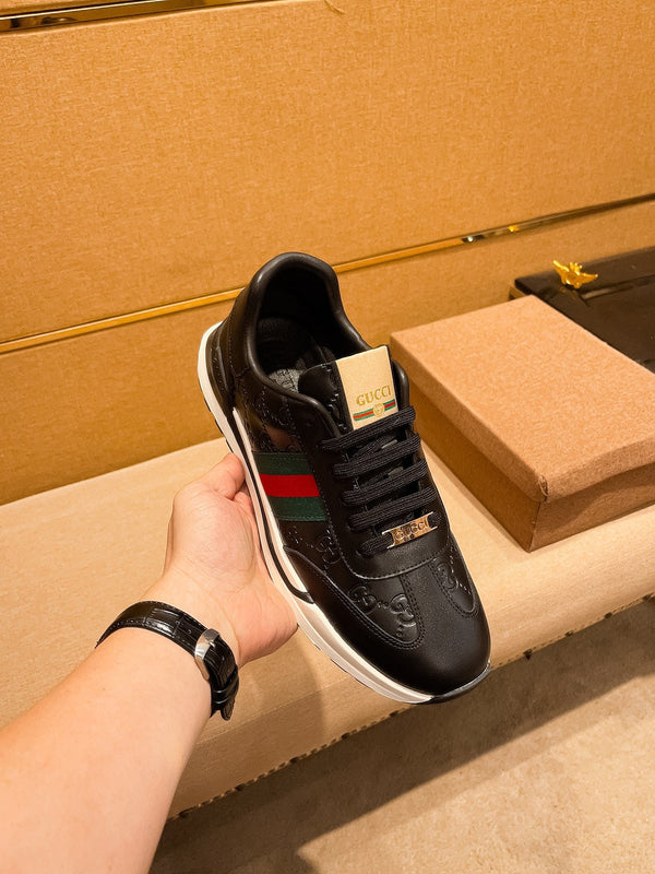 GG Men's ACE Sneaker Black Cowhide 108038