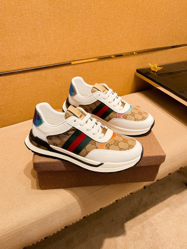 Sneaker GG ACE da uomo in pelle di vacchetta marrone 108049