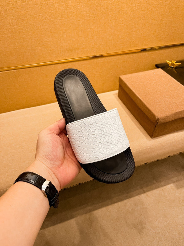 GG Men's Slide White Cowhide 709746