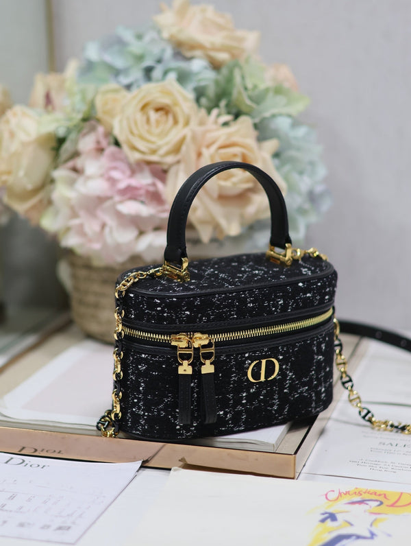 MINI VANITY CASE CARO 16 IN TWEED MACROCANNAGE NERO