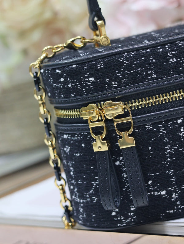 MINI VANITY CASE CARO 16 IN TWEED MACROCANNAGE NERO