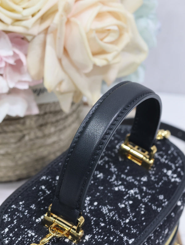 MINI VANITY CASE CARO 16 IN TWEED MACROCANNAGE NERO