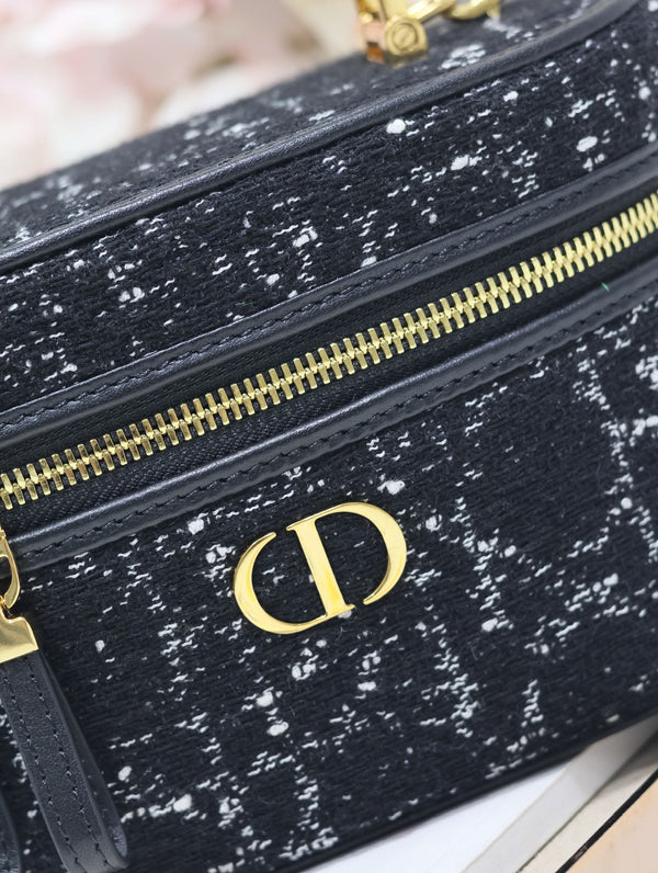 MINI VANITY CASE CARO 16 IN TWEED MACROCANNAGE NERO