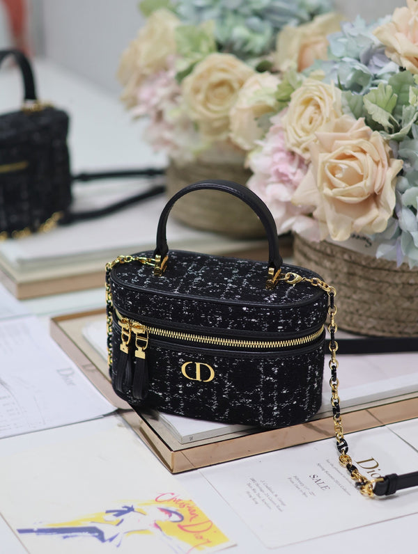 MINI VANITY CASE CARO 16 IN TWEED MACROCANNAGE NERO