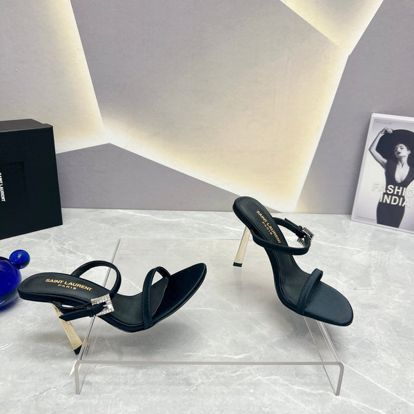 SL CRYSTAL BUCKLE TACCO ALTO NERO SATINATO