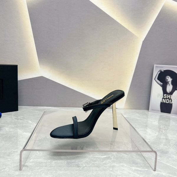 SL CRYSTAL BUCKLE TACCO ALTO NERO SATINATO