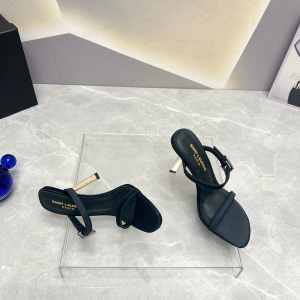 SL CRYSTAL BUCKLE TACCO ALTO NERO SATINATO