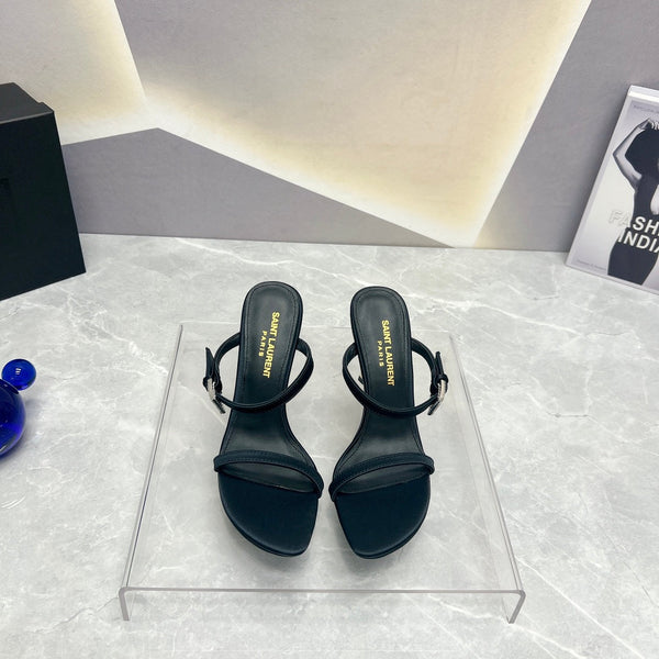 SL CRYSTAL BUCKLE TACCO ALTO NERO SATINATO