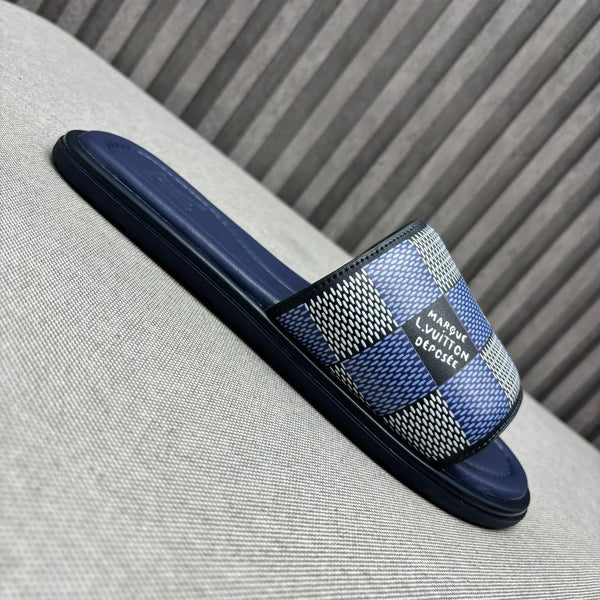 LV VENICE MULE SLIPPERS NAVY BLUE DAMIER