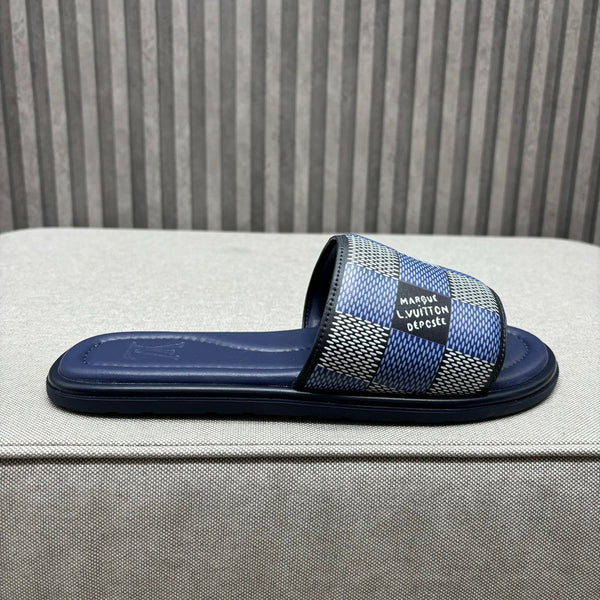 LV VENICE MULE SLIPPERS NAVY BLUE DAMIER