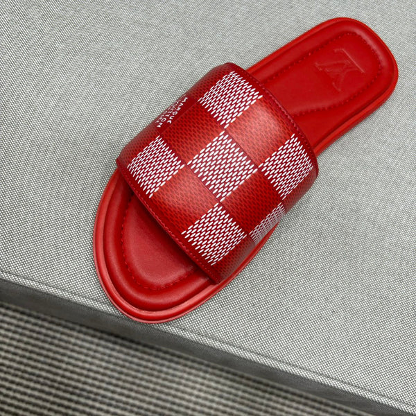 LV VENICE MULE SLIPPERS CHERRY RED DAMIER