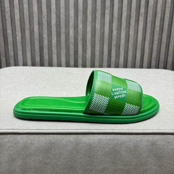 LV VENICE MULE SLIPPERS KELLY GREEN DAMIER