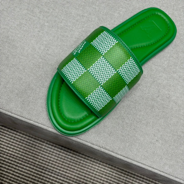 LV VENICE MULE SLIPPERS KELLY GREEN DAMIER