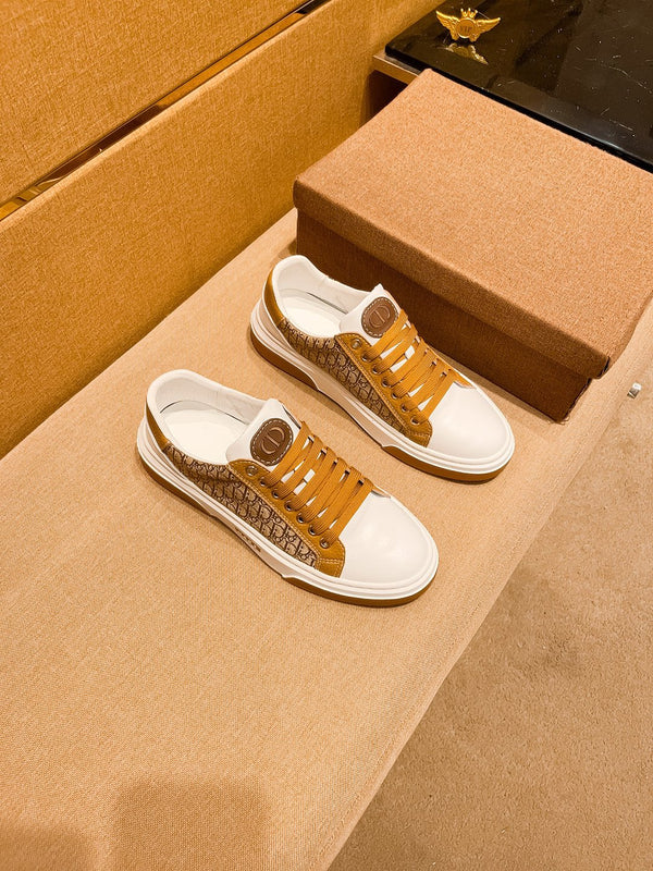 CD LOW TOP SNEAKER BRONZE AND WHITE CALFSKIN