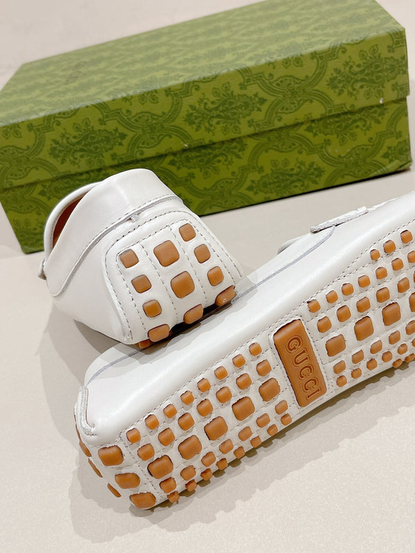 GG Men's Flower Loafer White Calfskin 561760