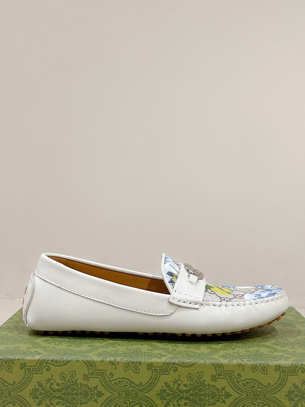GG Men's Flower Loafer White Calfskin 561760