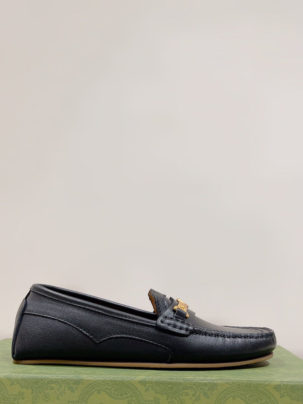 Mocassino GG da uomo Alessandro in pelle di vacchetta nera 557582