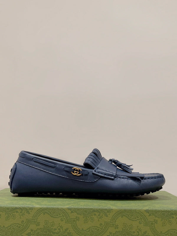 GG Men's Tassel Loafer Navy Blue Calfskin 561799
