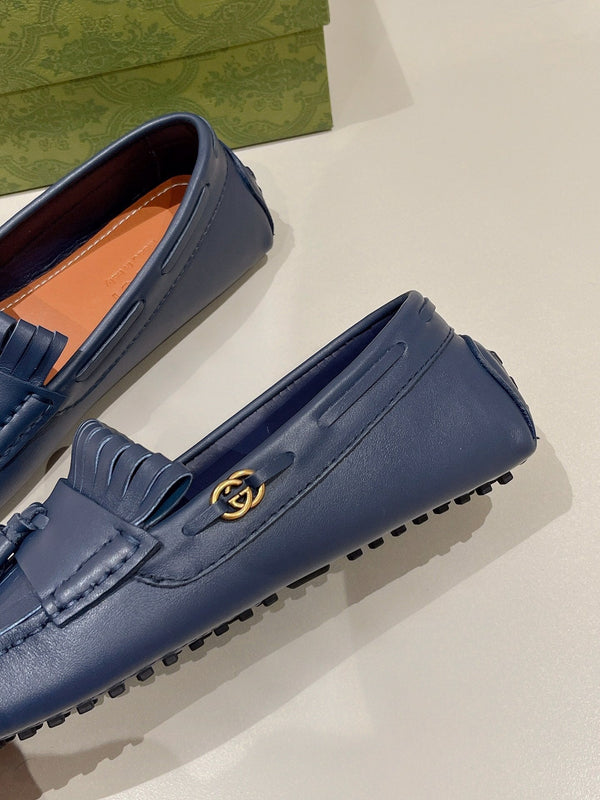 GG Men's Tassel Loafer Navy Blue Calfskin 561799