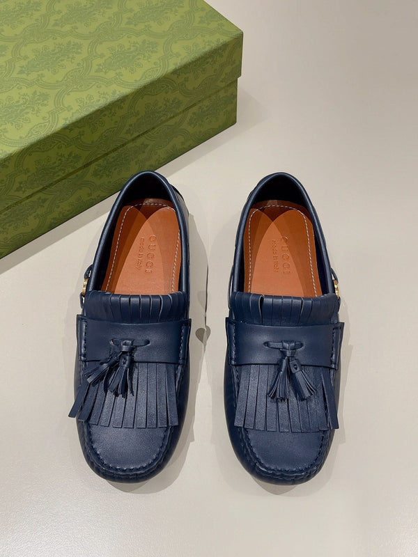 GG Men's Tassel Loafer Navy Blue Calfskin 561799
