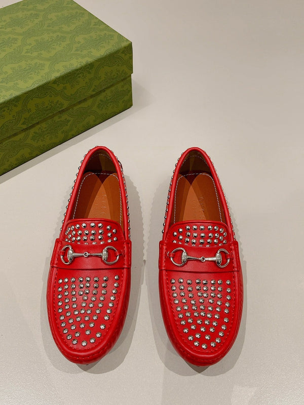 GG Men's Leather Loafer Stud Red Calfskin